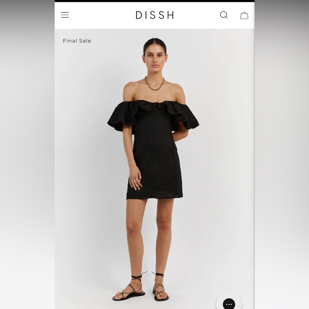 DISSH ISABELLE BLACK LINEN MINI DRESS